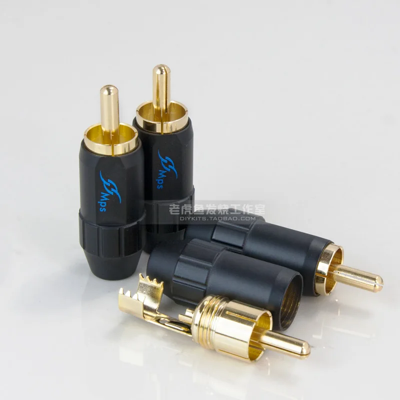 1pcs/1pair/1box(4pcs) RCA plug Fish-4B MPS Taiwan original pure copper gold-plated DIY audio wire diameter 4mm