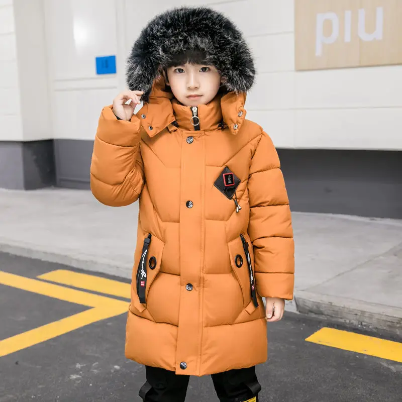 Boy Thicken Outerwear Kids Parka Children Clothes Big Boy Teen Clothing Warm Down Cotton Padded Kids Winter Jackets Hooded Coat