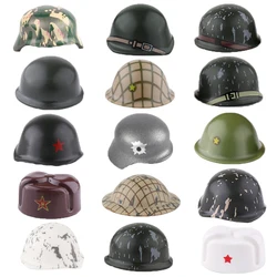 WW2 Military US Helmet Building Blocks Germany Soldier Parts Weapon Hats British Beret Soviet Accessories Bricks Model Toys C182