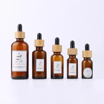 

Bamboo 5ml 10ml 15ml 30ml 50ml 100ml Brown Glass Dropper Bottle Empty Cosmetic Packaging Container Vials Essential Oil Bottles