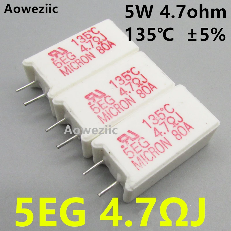

1Pcs 5EG 3.9ΩJ 151℃ 5W 3.9Ohm ±5% 5EG 4.7ΩJ 5W4R7J 135℃ 5EG 5.1ΩJ RJ 142℃ Vertical Cement Resistance With Temperature Protection