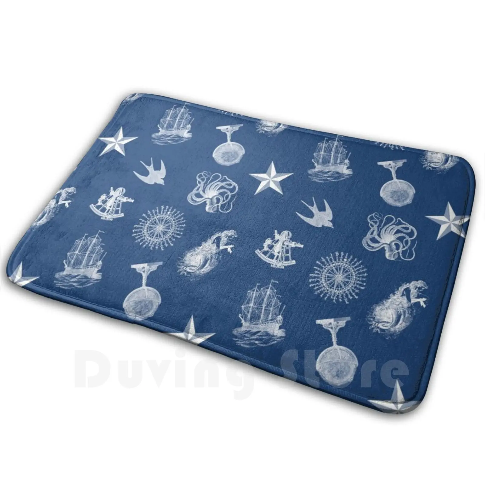 Seafaring Carpet Mat Rug Cushion Soft Non-Slip Sea Ocean Seas Seafaring Sailor Siren Sail Sailing Sparrow Star Globe