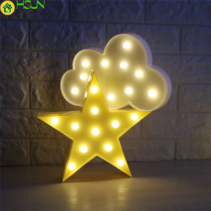 Children 3d Star Moon Cloud Night Light Cute Lovely Led Light Toy Gift Marquee Sign For Bedroom Study Living Room Decor