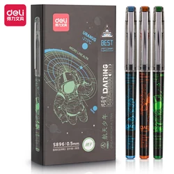 Deli 0.5mm Black Ink Straight Liquid Rollerball Pen Signature Pen Exam High Capacity Student School Office Supplies Stationery