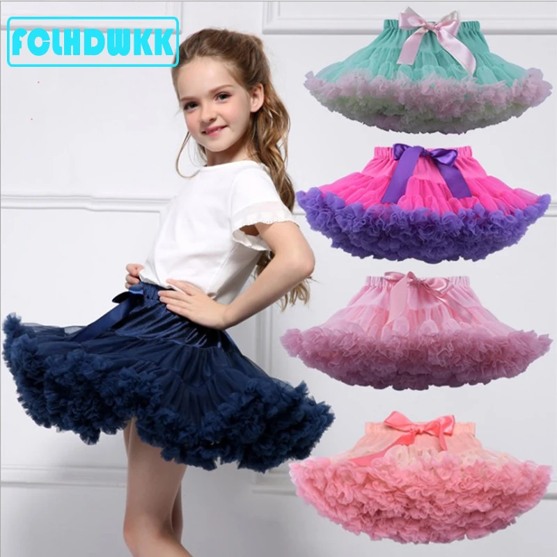 0-10Y New Lace Bow Baby Girls Tutu Skirt Fluffy Children\'s Ballet Tutu Skirt Kids Toddler Princess Tulle Party Dance Skirts