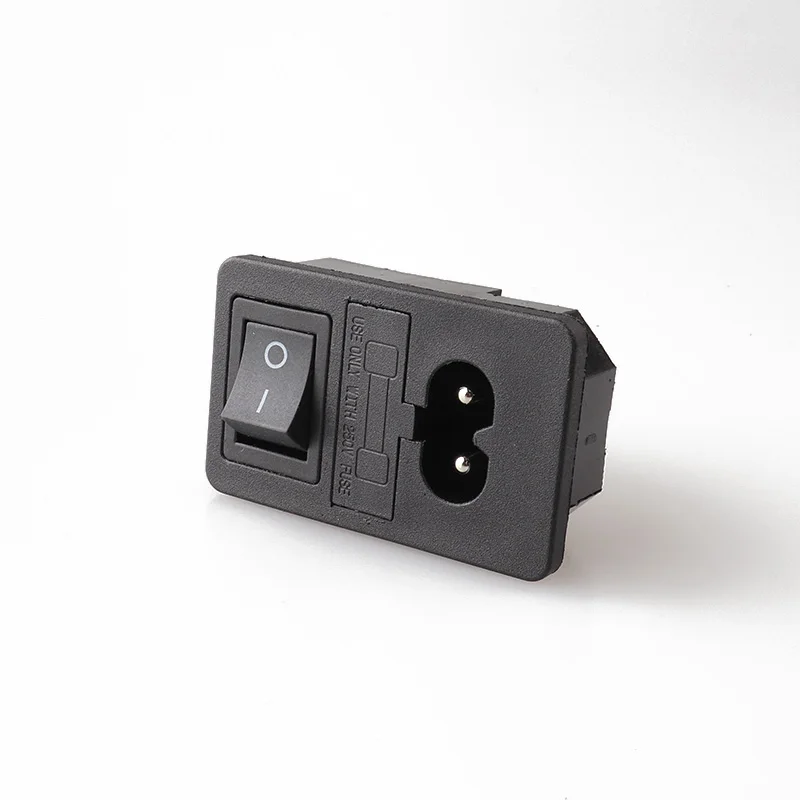 LZ-8-F3 C8 Power Socket with Black Switch Fuse Snap-in Type Power Socket Switch 4pin Rocker Switch