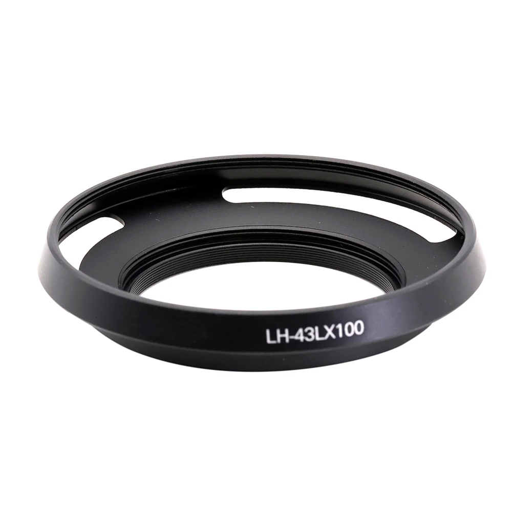 LH-43LX100 Metal Lens Hood for Panasonic LUMIX DMC-LX100 & LEICA D-LUX (Type 109) Camera Black / Silver