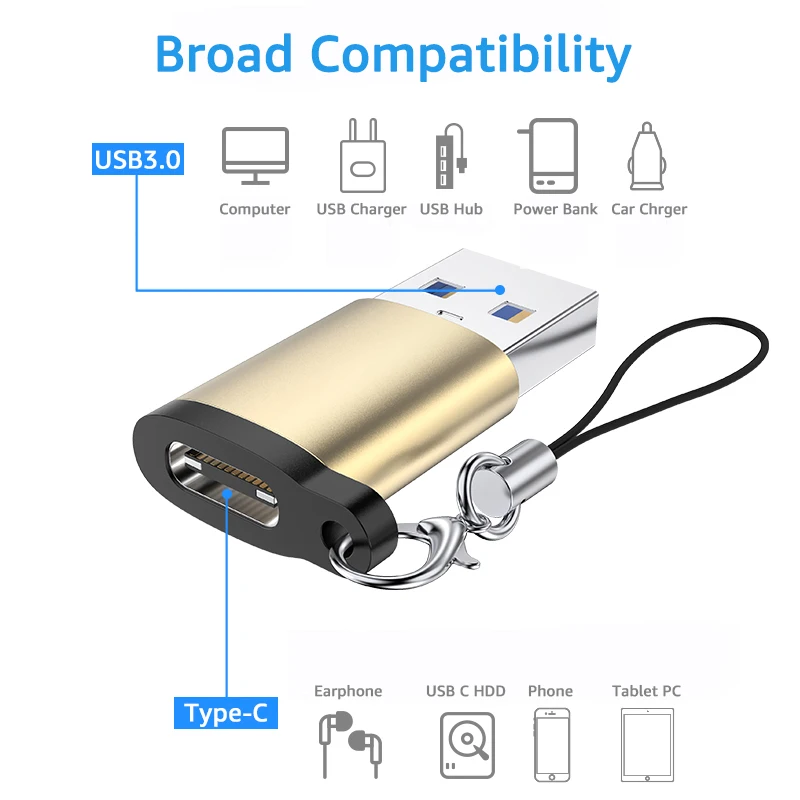 USB Type-C Adapter USB 3.0 Male to USB 3.1 Type C Female Converter USB C Adapter For Macbook iPhone 12 Pro 11 OTG Data Adapter