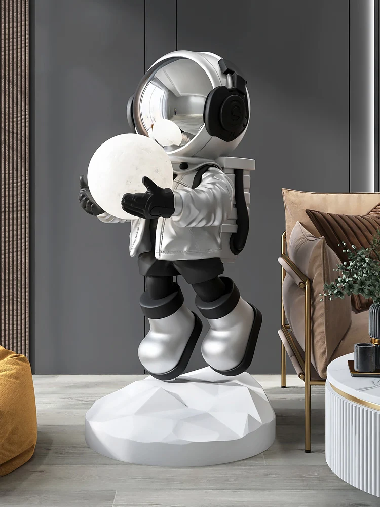 Modern Art Astronaut Statue Resin Crafts Fashion Sculpture Creative Corridor Light Indoor Floor Decoration, Ornaments Home Decor