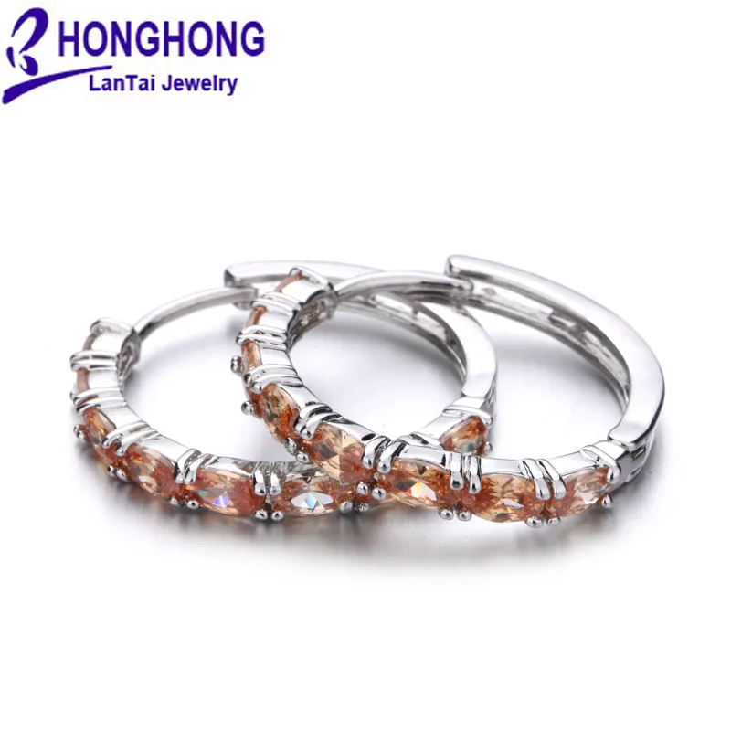 Personalidade feminina círculo forma 3a zircon brincos multi-cor opcional moda temperamento moda jóias