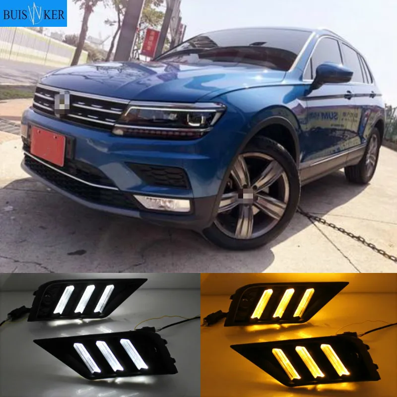 

2PCS For Volkswagen Tiguan 2017 2018 2019 Turn Yellow Signal Relay Waterproof 12V Car DRL Lamp LED Daytime Running Light