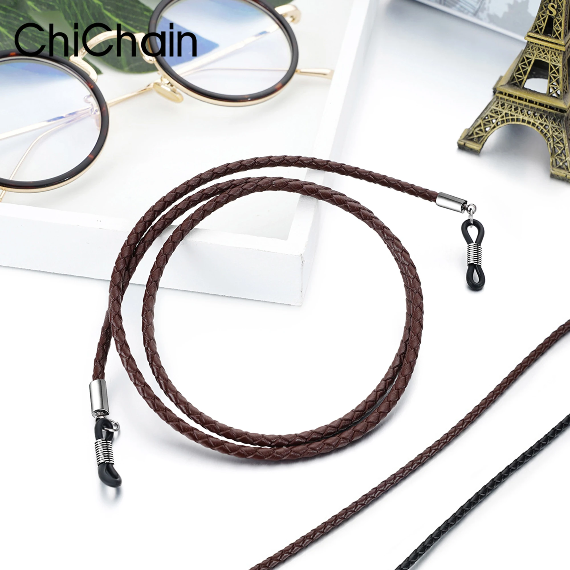 Handgemachte Seil Kette Brille Kette für Frauen Lanyard Leder hängenden Hals Brillen halten Gurte Schnüre Großhandel