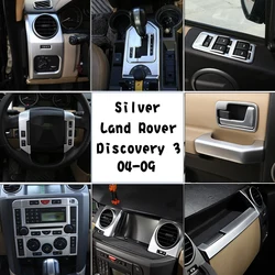 Car Interior Refit Full Set of Accessories For Land Rover Discovery 3 LR3 2004-2009 Silver Center Console Frame Decorative Panel