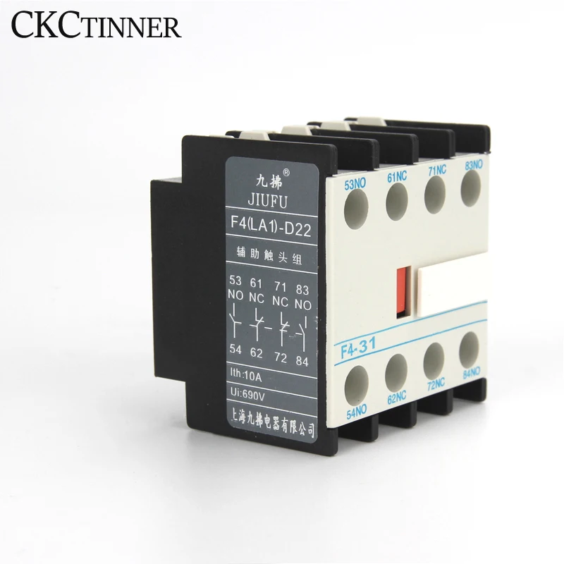 Auxiliary Contact for CJX2 LC1-D AC Contactor LA1-DN22 LA1-DN11 F4-02 F4-11  F4-22 F4-11 F4-31 Contactor block 4 Poles 2NO+2NC