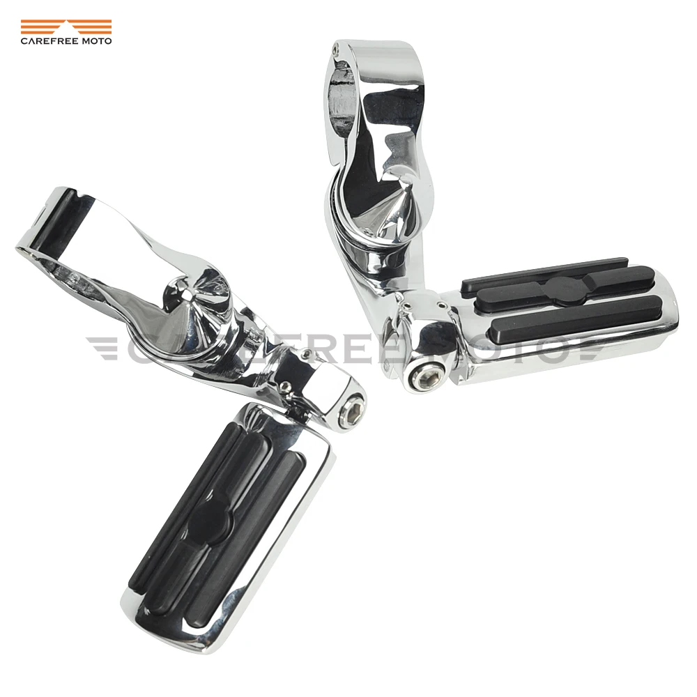 Chrome 32mm Motorcycle Short Angled Adjustable Foot Rest Foot Pegs case for Harley Dyna Sportster 1-1/4