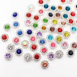 8mm-12mm Flower Claw Sew On Rhinestones Shiny Crystals Strass Flatback Fabric Stones Beads Sewing Decorative Rhinestones Buttons