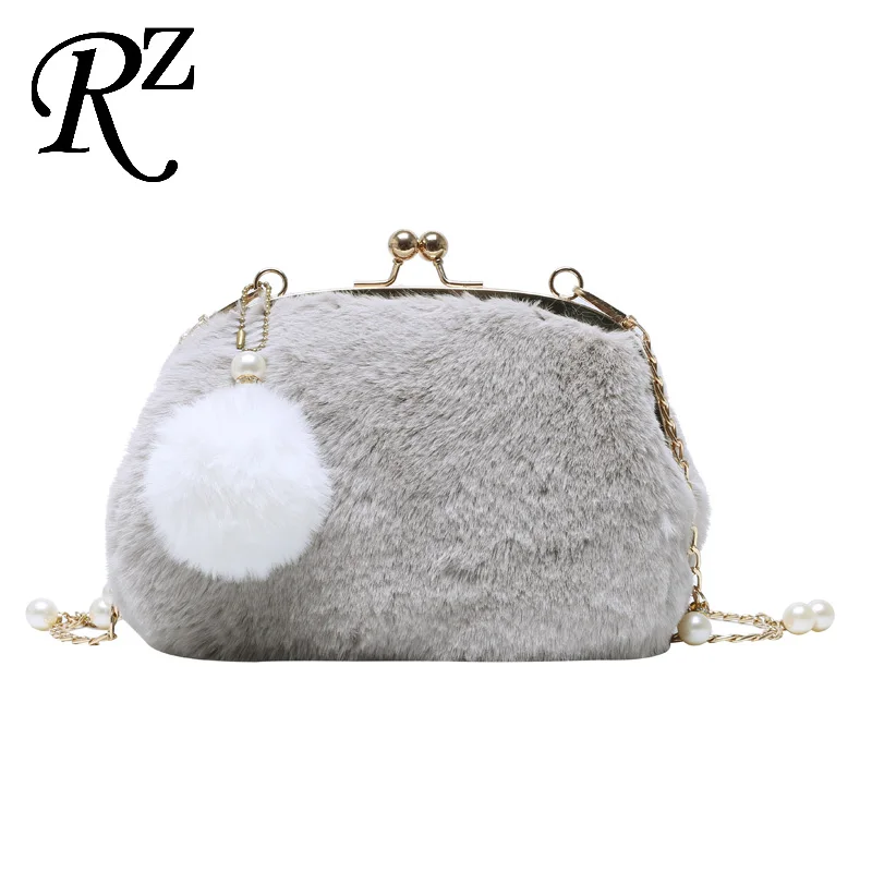 Plush Shell Bag NEW Winter Bags For Women 2021 Chain Women Bag Pearl Crossbody Bag Comfortable Shoulder Bags Luxury Handbag Sac