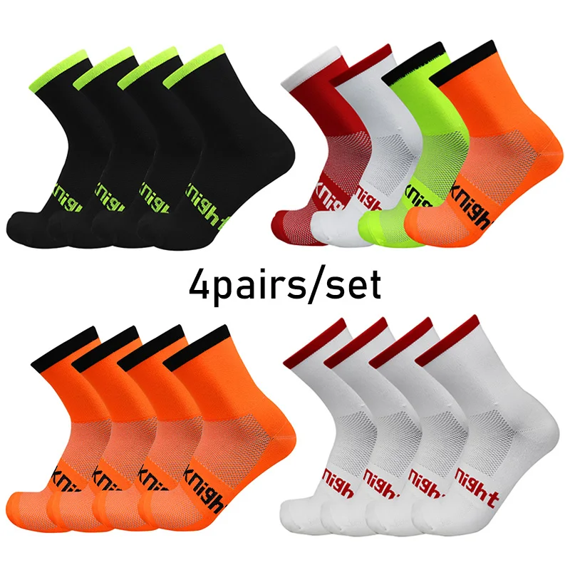 

4pairs/set Cycling Sports Socks Comfortable Breathable Pro Cycling Race Socks Outdoor Mountain Bike Socks Calcetines Ciclismo