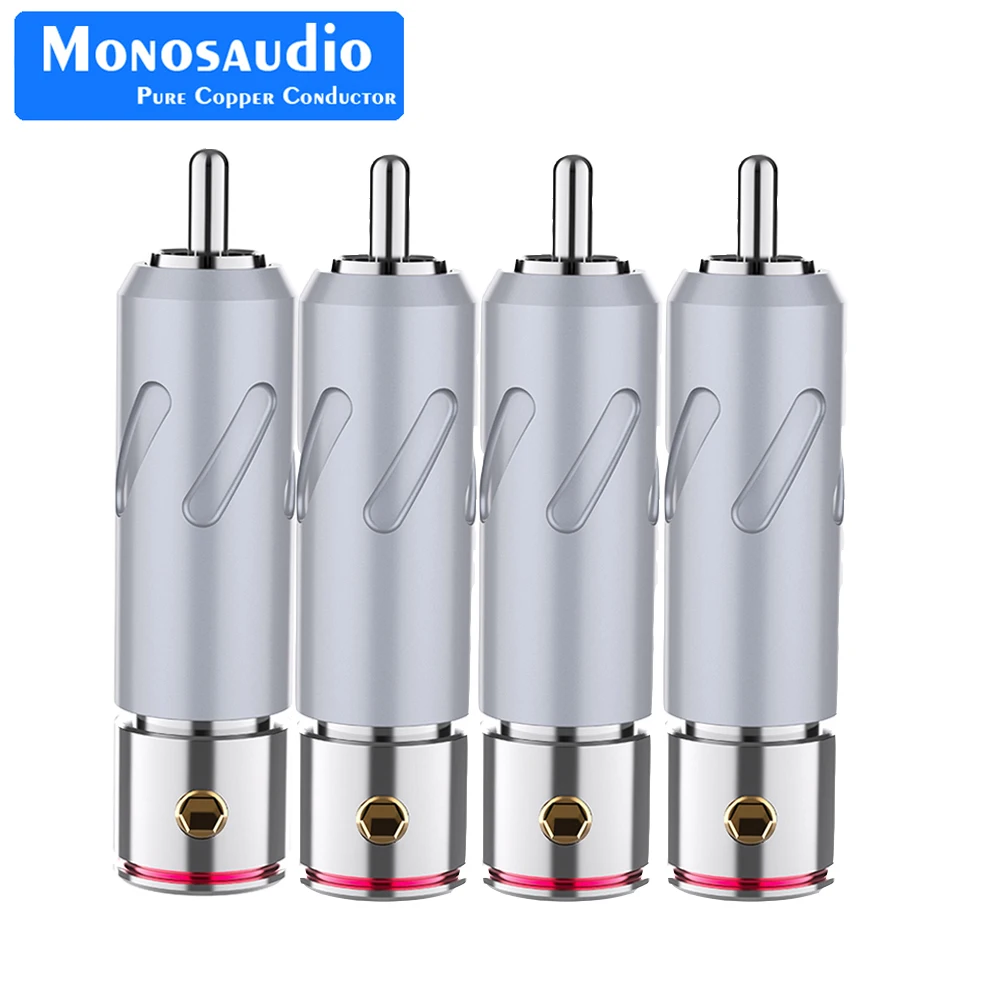 

Monosaudio R201 Pure Copper Gold/Rhodium Plated RCA Plug RCA Connector Speaker Terminal For Audio Speaker Signal Cable