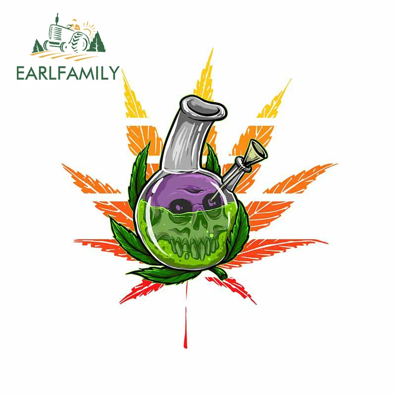 EARLFAMILY 13cm x 11.8cm for Hemp Leaf Evil Experiment Decal Windshield Personality Car Stickers Surfboard Windows Car Styling