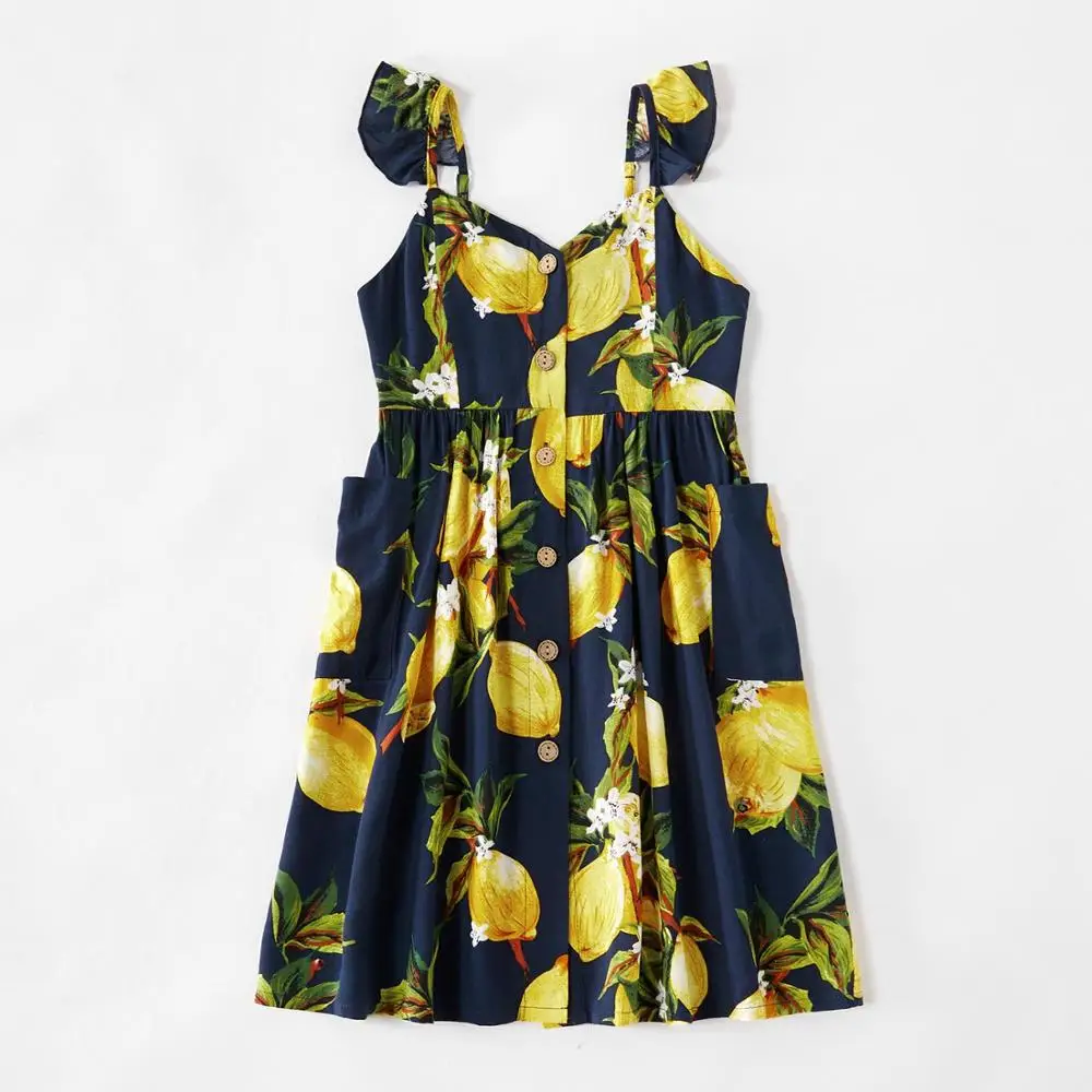 PatPat New Summer Mosaic Family Matching Dress Lemon Series Tank Dresses Rompers Tops Matching Outfits Family Look Sets