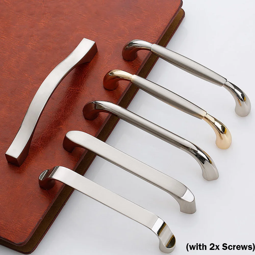 Zinc Alloy Cabinet Handles with Screws Drawer Knobs Kitchen Cupboard Wardrobe  Door Handles Brushed Modern Style Hardware