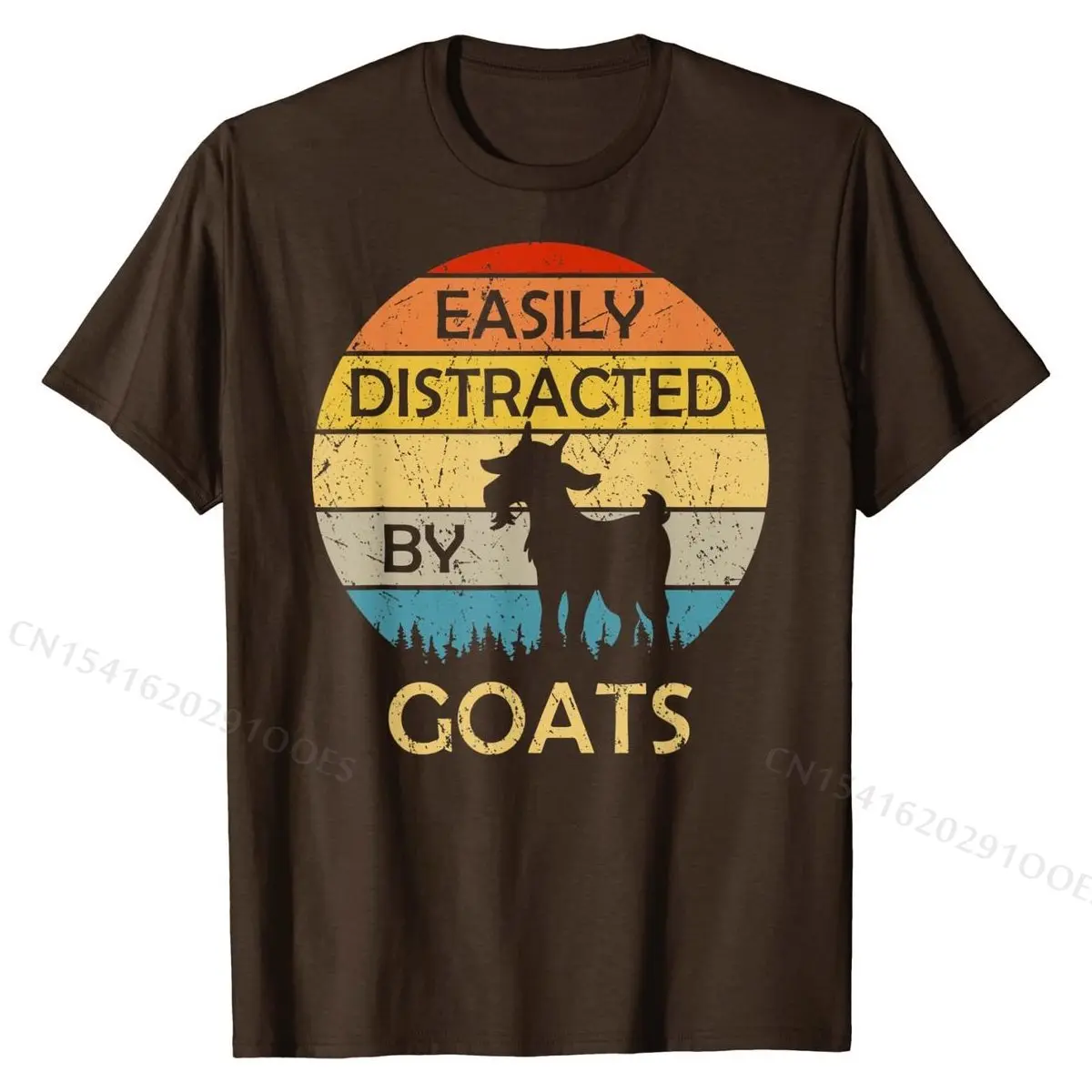 Easily Distracted By Goats Retro Vintage Funny Goat Lover T-Shirt T Shirt for Men Funny Tops & Tees Cute Personalized Cotton