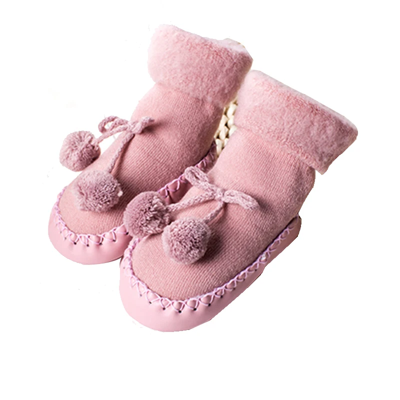 baby cotton non slip socks boys girls newborn infant winter warm long sock shoes soles toddler velvet thermal cute leather sock