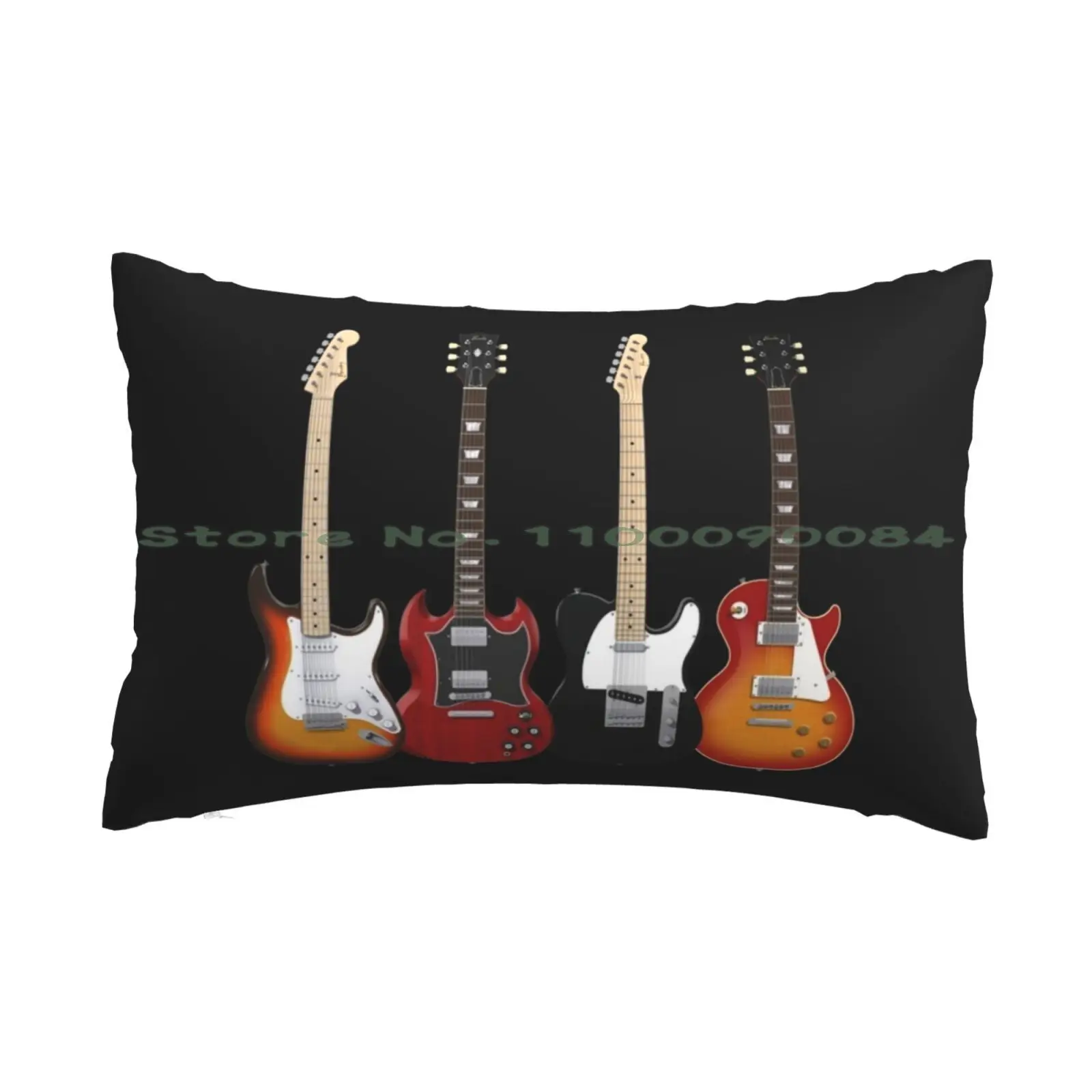 Four Electric Guitars Pillow Case 20x30 50*75 Sofa Bedroom Ocean Vacation Home On Rent Home To Rent Rental House Beach House