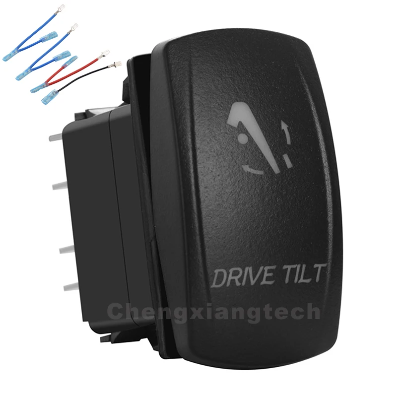 Drive Tilt Momentary Rocker Switch 12V Led Blue 7Pin (On) Off (On) 3 Position Car Boat Toggle Switch Waterproof Jumper Wires Set