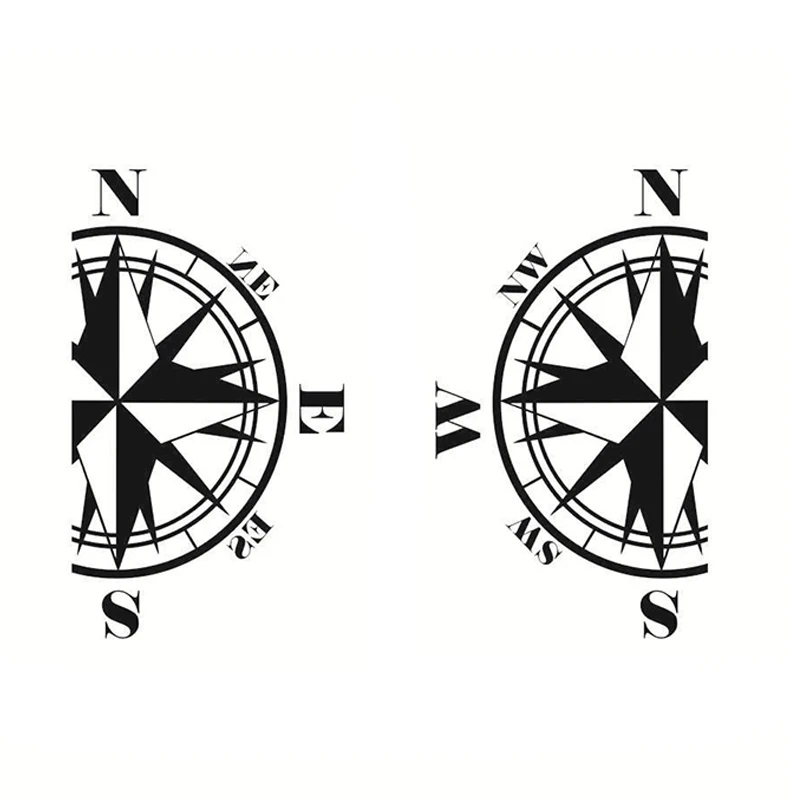 Car Body Compass Decal Auto Vinyl Sticker Black for Caravan Travel Trailer Camper Van Universal