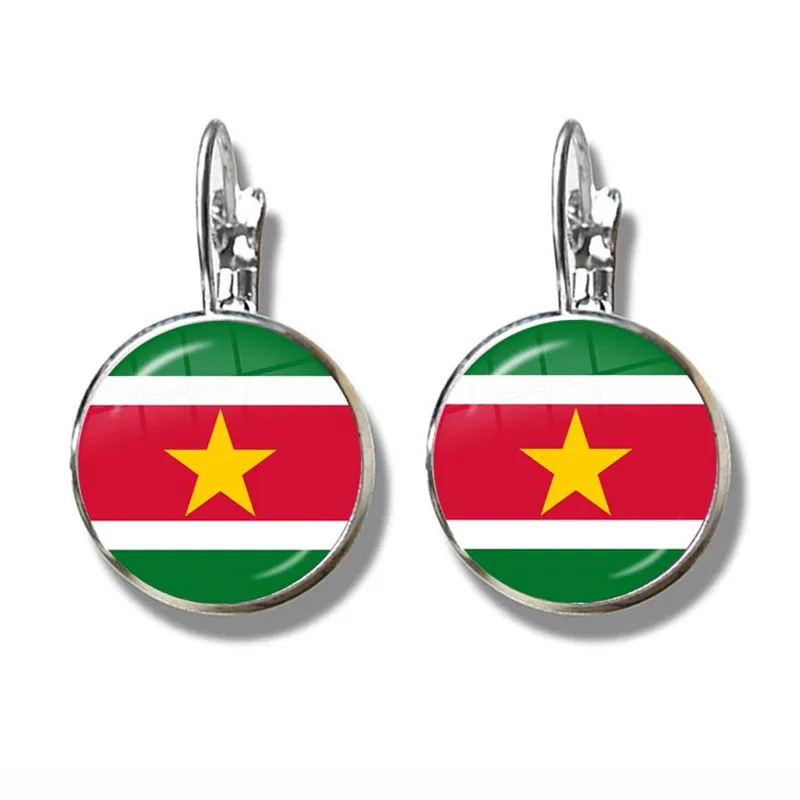 Ireland,Wales,Vanuatu,Tonga,Suriname,Scotland,French Guiana,Eritrea,Northern Ireland National Flag French Hook Glass Earrings