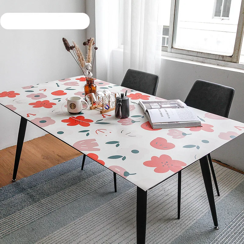 

No Smelling PU Leather Table Covers Oil Proof Waterproof Wash Free Tablecloth Desk Mat Rectangular Desk Tea Table Cloth Mat Dec