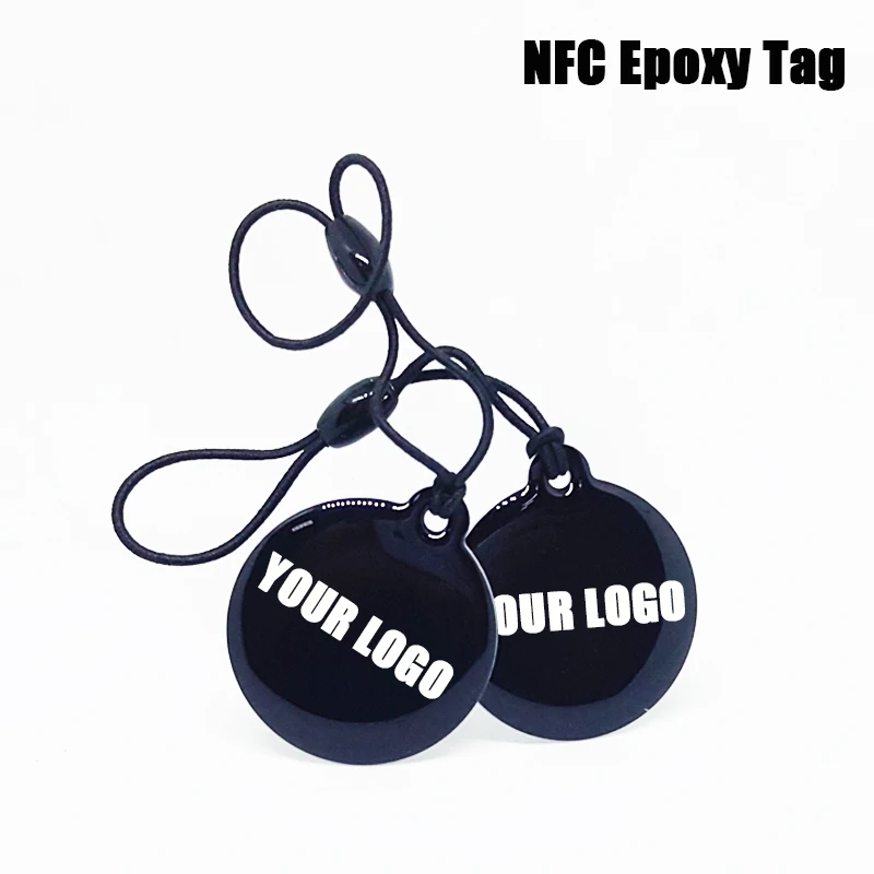 Custom Printed NFC NTAG215 Epoxy Tag Keychain 13.56MHz 14443A protocol NFC Forum Type 2 Tag