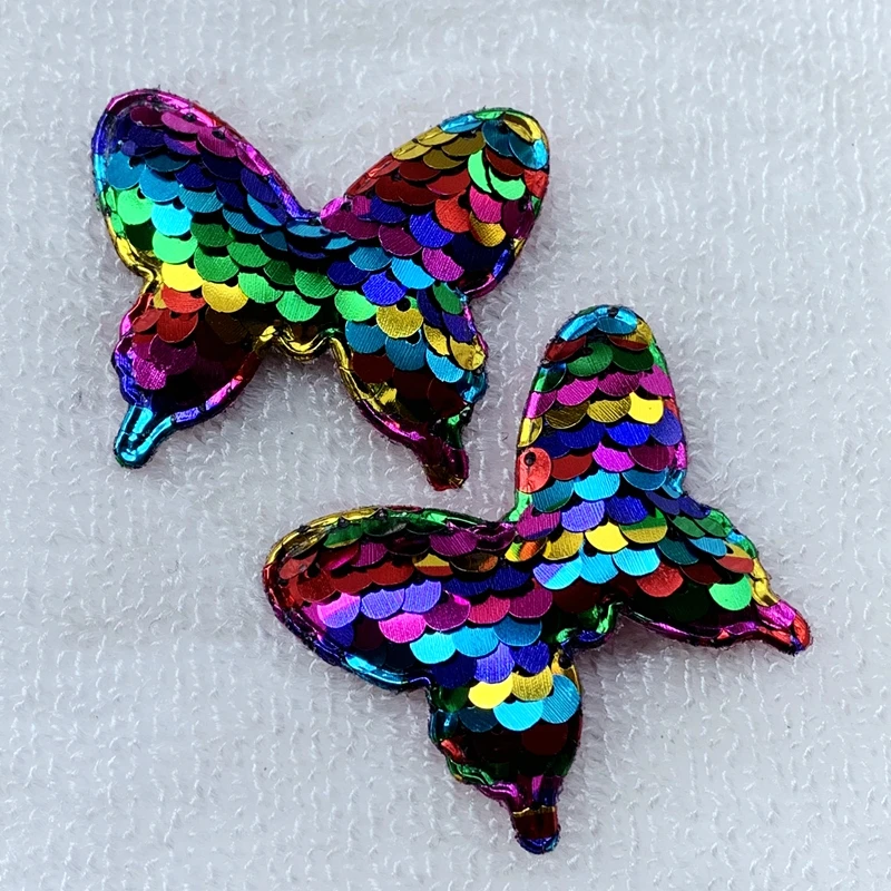 DIY Colorful Butterfly Reversible Sequins Pads Sew On Patch for Clothes Crafts Coat Sweater Embroidered Paillette Patch Applique