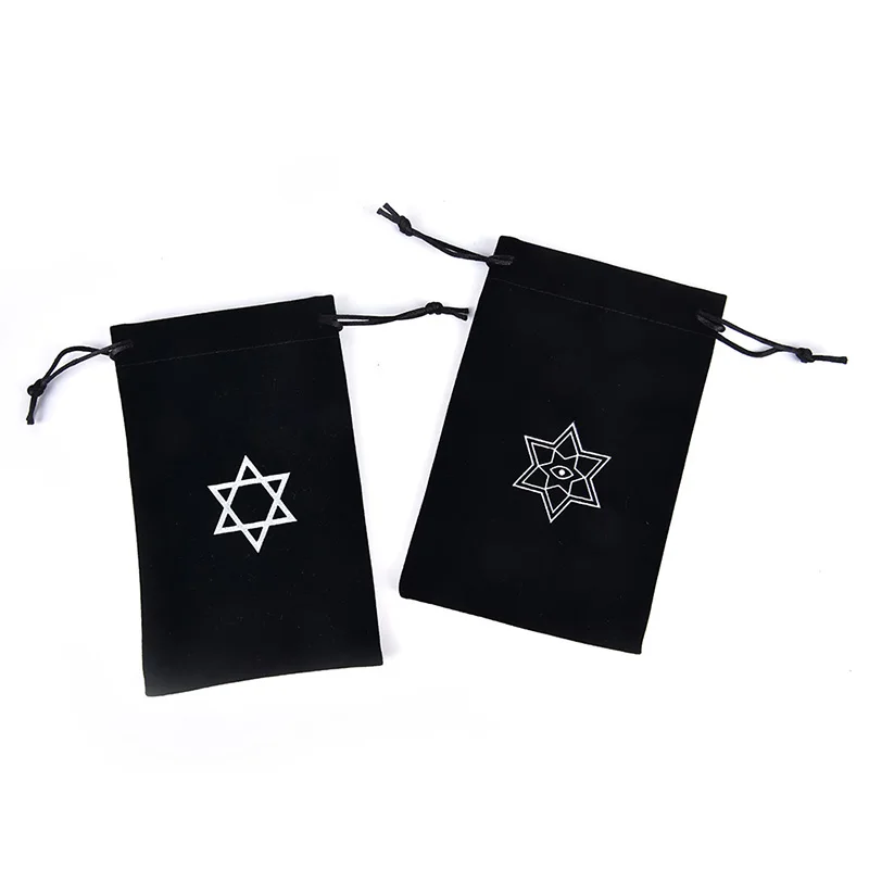 1pcs Velvet Pentagram Tarot Storage Bag Board Game Cards Embroidery Drawstring Package Witchcraft Supplies For Altar Tarot Box