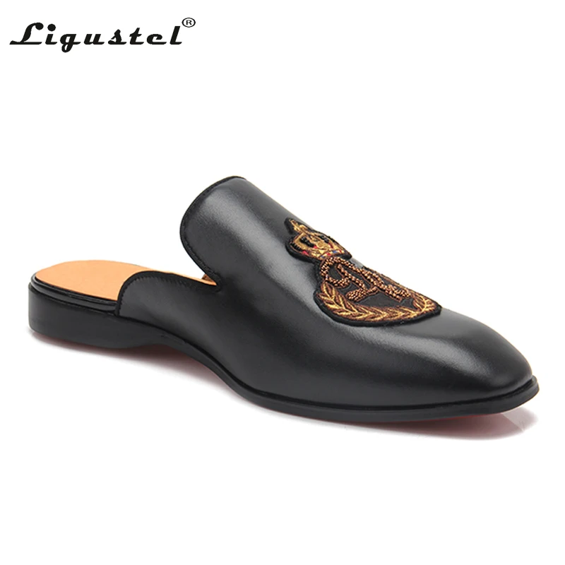 Ligustel Shoes Man Original Flats Leather Loafers Black Shoe Man Summer Party Casual Red Bottom Shoes for Men with Plus Size 13