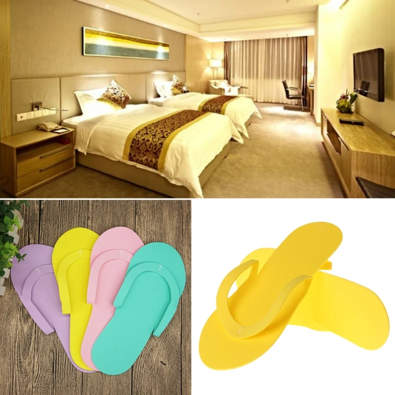 12/36/48 Pairs Disposable Slippers Portable Travel Foam Shoes Eva Sandals Beach Spa Flip Flop Hotel Nail Salon Slides