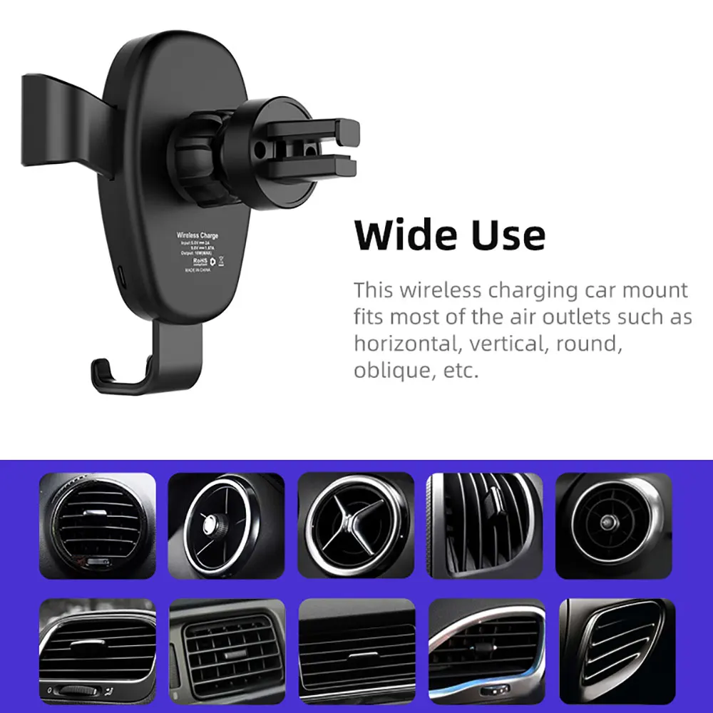 10 واط سيارة لاسلكية تهمة قوس منفذ الهواء قوس شحن سريع حامل للهاتف 4-6 بوصة التلقائي التعريفي عمود شحن