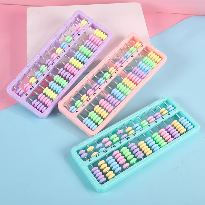 13/15 Digits Auto Reset Abacus Arithmetic Soroban Chinese Traditional Abacus Calculating Educational Stationery Tool Set