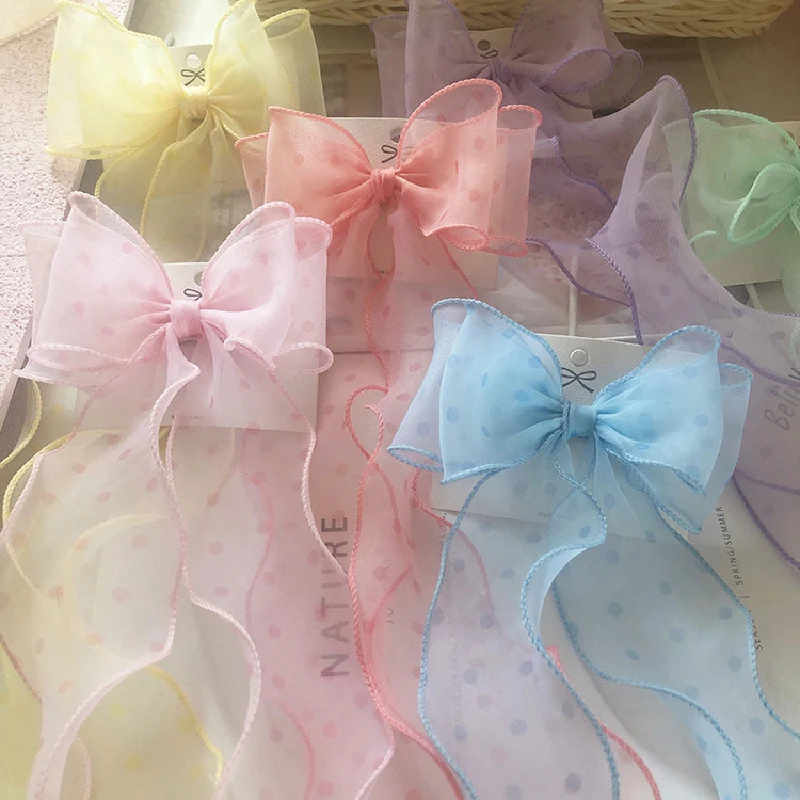 5CM Polka Dots Organza Ribbon Sheer Tulle Lace Hair Bow Ornament Material Sewing Decorative Gift Packing Decoration Tape