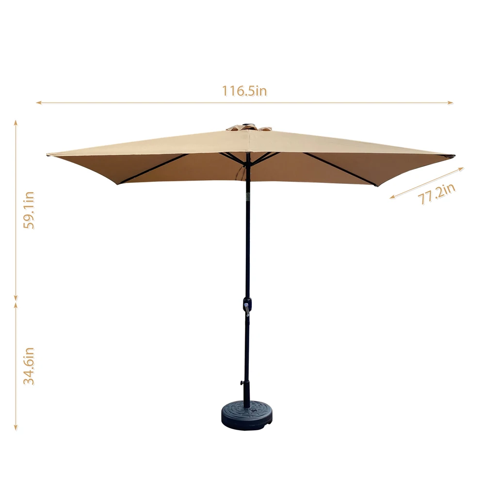 Outdoor Patio Umbrella 10 Ft x 6.5 Ft with Crank Weather Resistant UV Protection Water Repellent Durable 8 Ribs with Push Butto