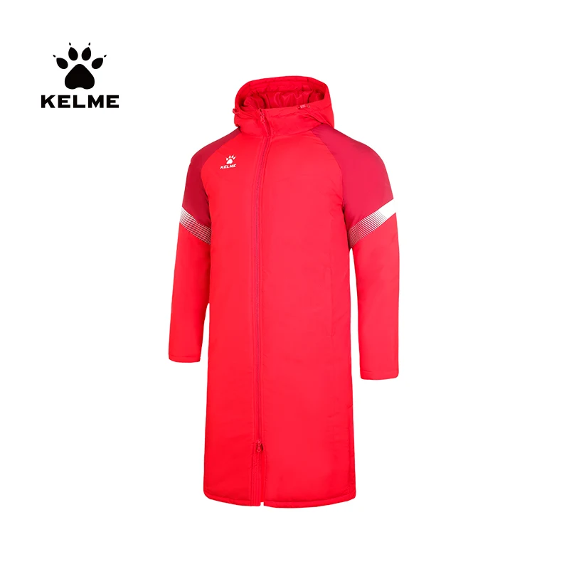 KELME  Authentic Cotton Clothing Men And Women Long Football Training Jacket Warm Winter Sports Coat Jacket 8161MF1003