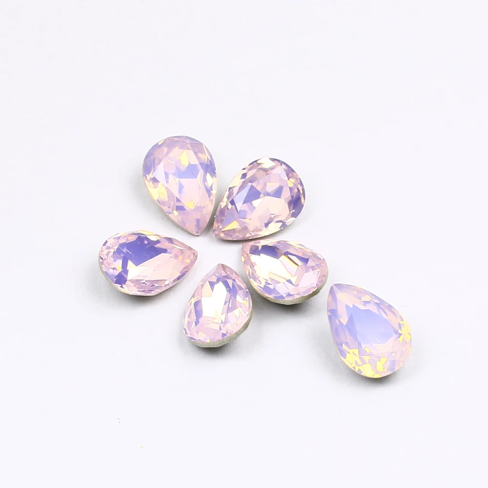 Pink Opal Drop Fancy Strass Rhinestones Crystal Glass Stones For Clothes Nails Art Decorations Pointback Diamond Applique 3003