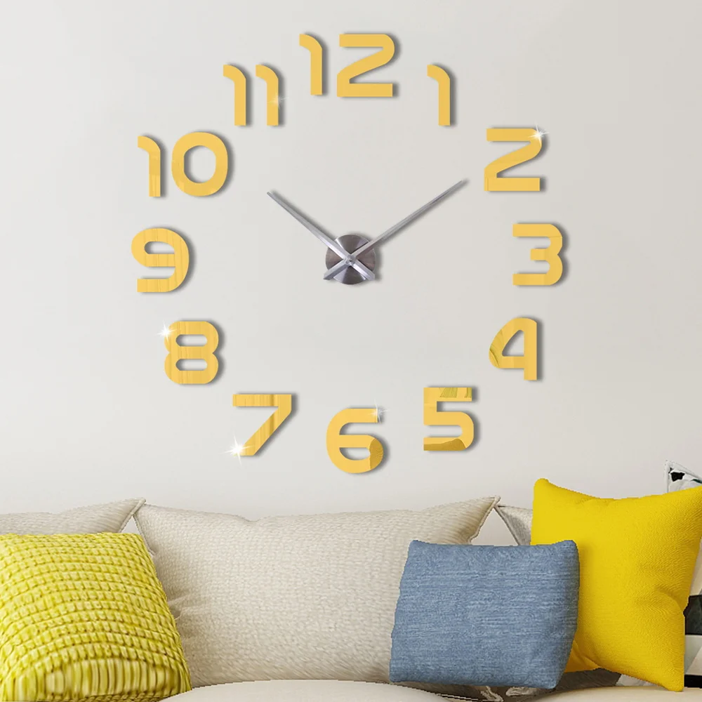 Large Wall Clock Sticker Acrylic Silent Digital Big 3D DIY Wall Clock Modern Design for Living Room Home Decor image 3