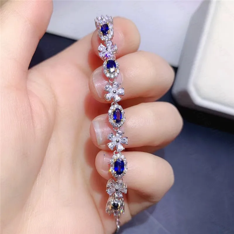 

New Natural sapphire Bracelet 925 Silver Ladies Bracelet Luxury Elegant Fashion Trend