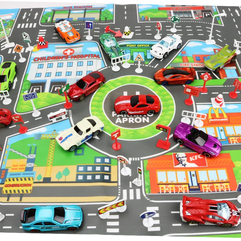 83x58cm Children Play Mats House Traffic Road Signs Car Model Parking City Scene Map No accessories included