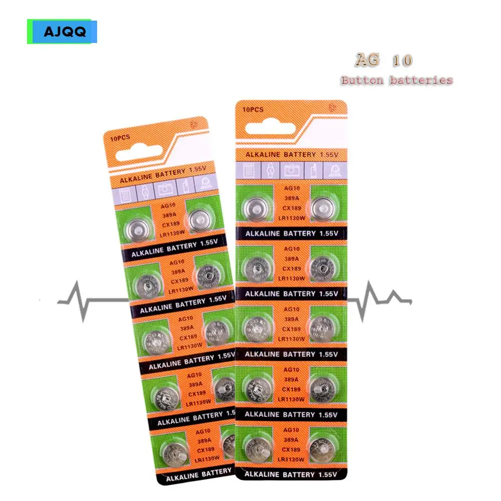 工場卸売180個1.5v AG10 LR1130アルカリ電池ボタン電池389 LR54 SR54 SR1130W 189 LR1130ボタン電池