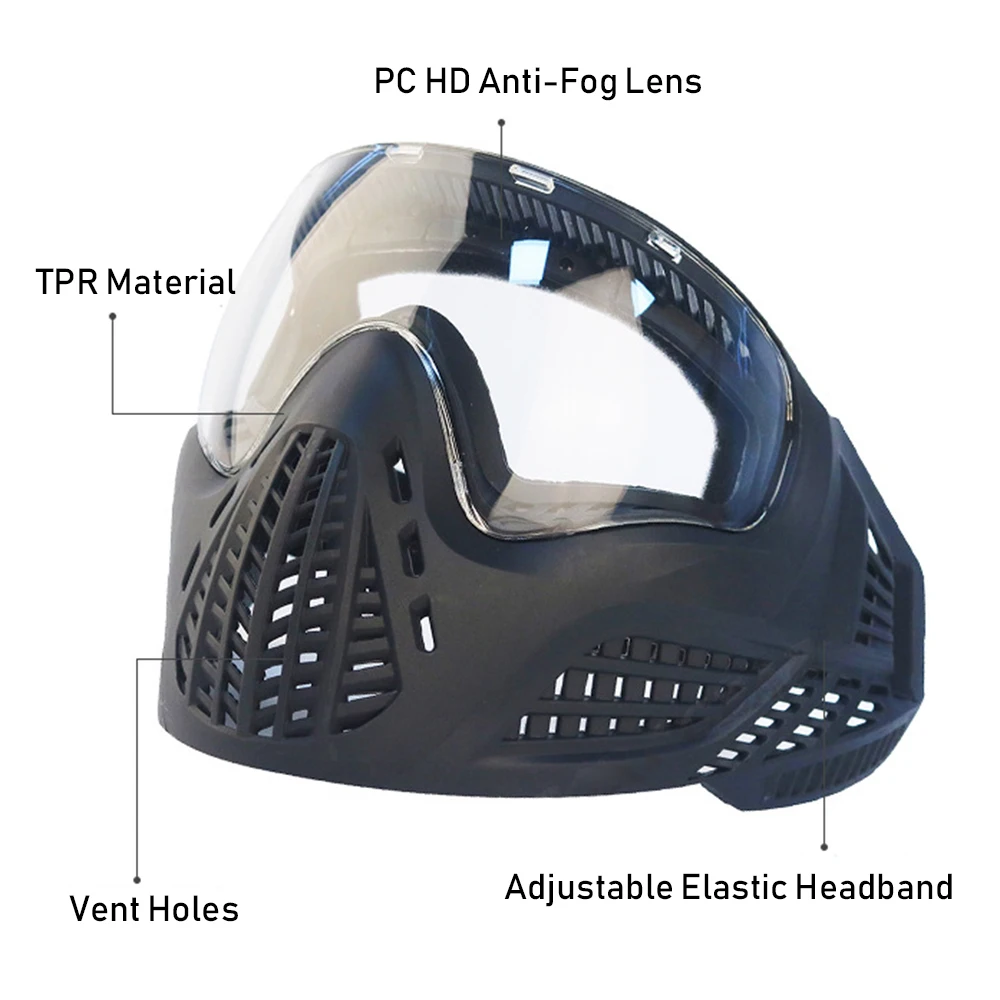 Masker Wajah penuh Paintball militer, peralatan perlindungan kacamata tahan benturan Airsoft taktis masker Gas tempur berburu tentara