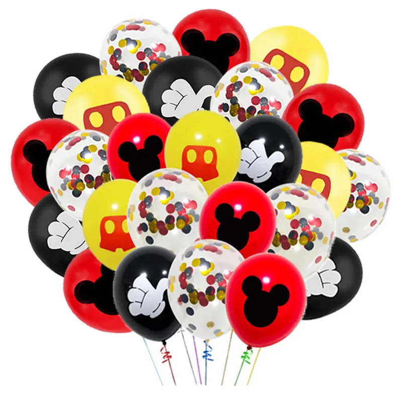 

80pcs Disney 12Inch Mickey Mouse Balloons Red Black Yellow Quality Sequins Balloons for Baby Shower Happy Theme Party Supplies